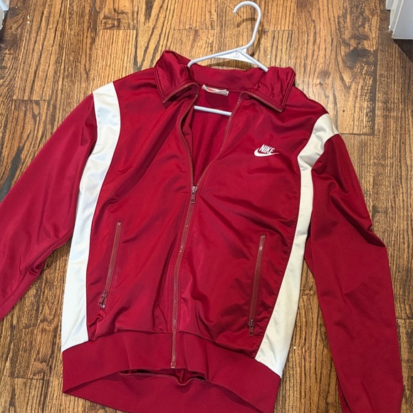 Nike Mens Red and White Vintage 1980s track jacket